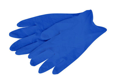 blue rubber gloves on transparent background isolated