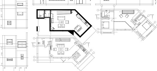 Fototapeta premium architecture house plan 3d illustration