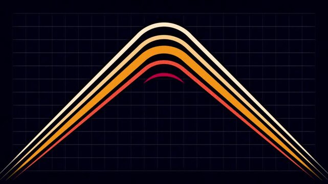 Simple animated retro background featuring colorful curved lines. Vector illustration.