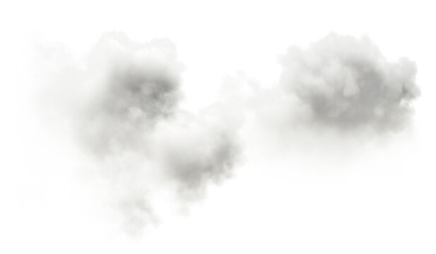 Cut out spreading smooth white clouds transparent backgrounds 3d rendering png
