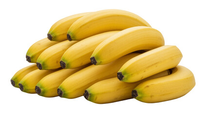 Bunch of ripe yellow bananas healthy tropical fruit, isolated on transparent background © Niamh