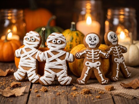 Spooky homemade mummy cookies with googly sugar eyes for Halloween