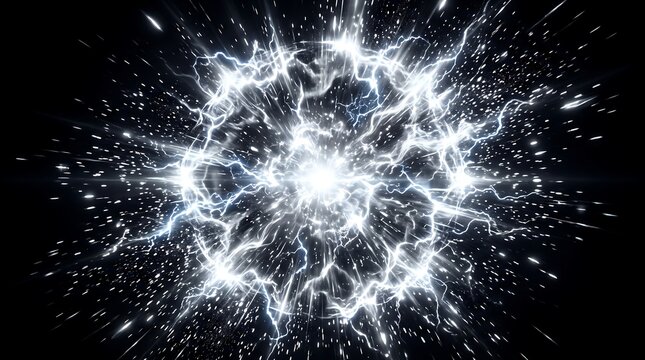 Silver White Electromagnetic Shockwave with Plasma Energy Fragments