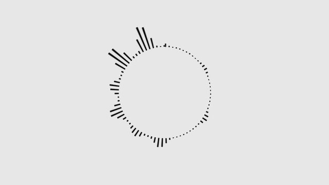 Minimalist circle ring sound wave animation on a white background, 4K Loopable white video footage Animation. Hypnotic audio spectrum wave. white sound wave equalizer visualizer for podcast streaming.