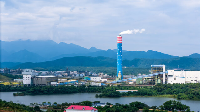 Industrial factory at the foot of Lushan Mountain, Jiangxi, China