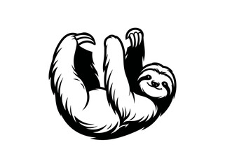 Fototapeta premium Sloth hanging upside down as an adorable animal graphic design isolated on a solid white background.