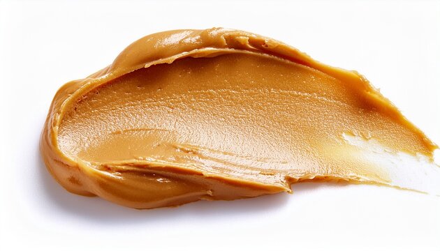 Brown Peanut Butter Smear Isolated On White Background