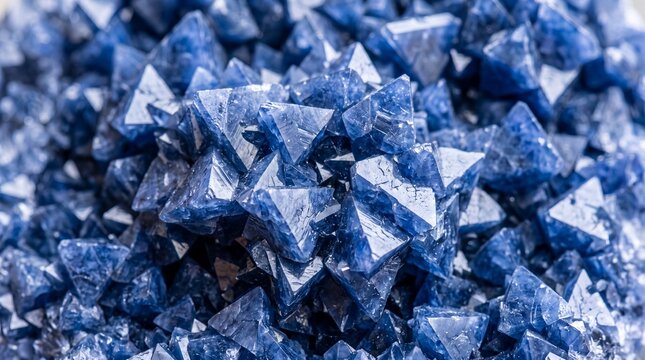 Close Up of Blue Triangular Crystal Mineral Cluster