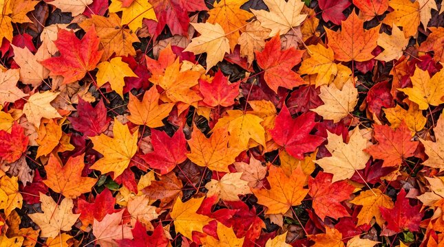 Colorful Autumn Maple Leaves Background Full Frame