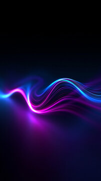 Glowing Abstract Wave of Neon Light Particles