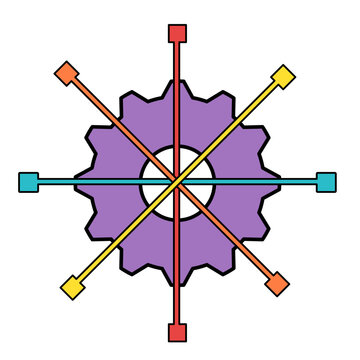 Gear icon line artificial intelligence colorful