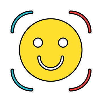Face detection icon line artificial intelligence facial recognition technology interface. colorful