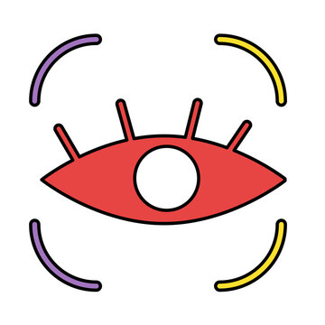 Eye icon line with focus frame artificial intelligence technology. colorful