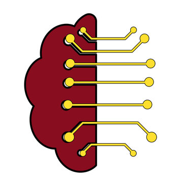 Artificial intelligence brain icon line with digital circuit artificial intelligence colorful