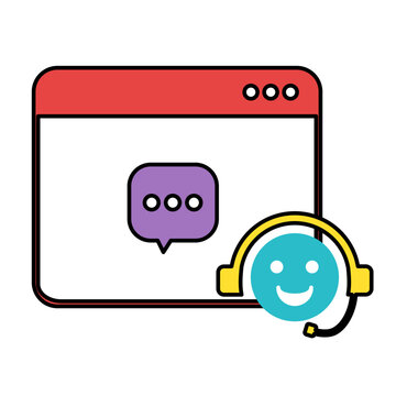 Customer support service icon line artificial intelligence colorful
