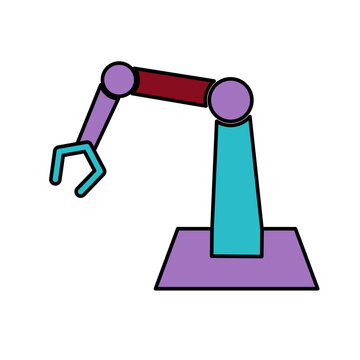 Robotic arm icon line for industrial automation artificial intelligence colorful