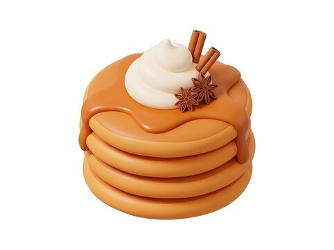 Delicious pumpkin spice pancakes topped with whipped cream for fall breakfast delight