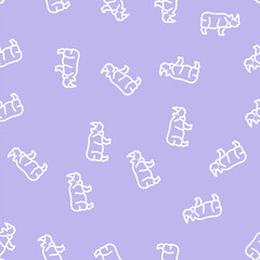 Fototapeta premium rhino animal line seamless pattern rhino animal thin line illustration
