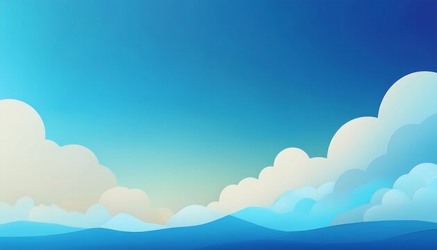 Abstract Minimalist Sky Background With Soft Blue Gradient And Flat Clouds