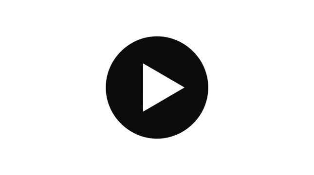 Minimalist black play button icon printed on clean white paper surface with high contrast lighting