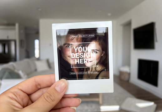 Instant Photo in Woman&rsquo;s Hand Mockup