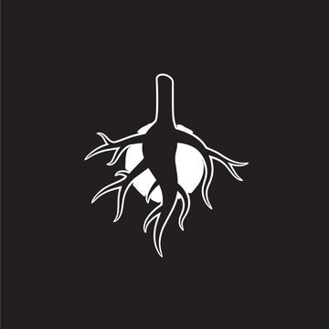 Plant root system icon featuring branching roots extending from a central stem.
