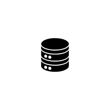 Database icon. Solid black glyph of a database for data storage and server.