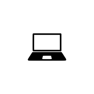 Laptop icon. Solid black glyph of a laptop for computer notebook and work.