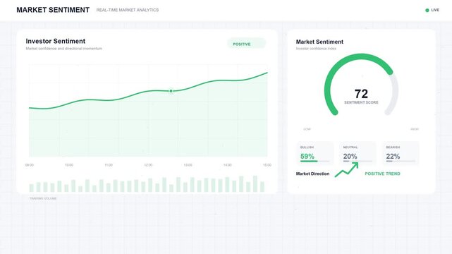 Market sentiment data visualization dashboard with growth charts
