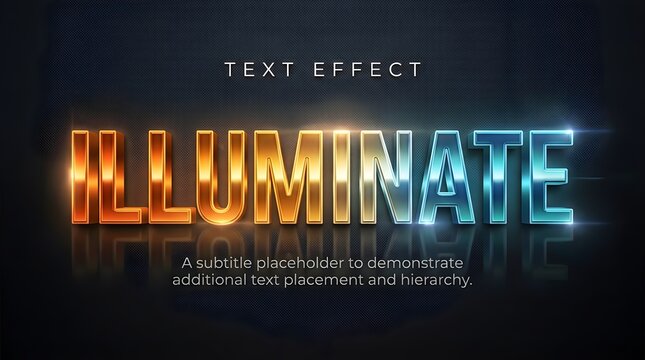 3D text effect illuminate with gradient colors
