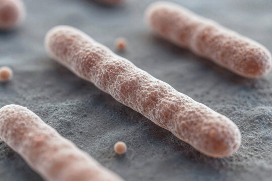 Close-up view of bacteria showcasing their unique shapes and textures