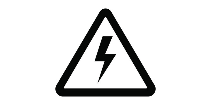 Black high voltage lightning bolt hazard sign within warning triangle frame.