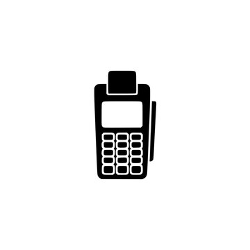 POS terminal icon. Solid black glyph of a card machine for payment checkout.
