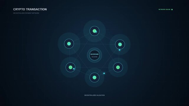 Digital cryptocurrency transaction interface with glowing network nodes
