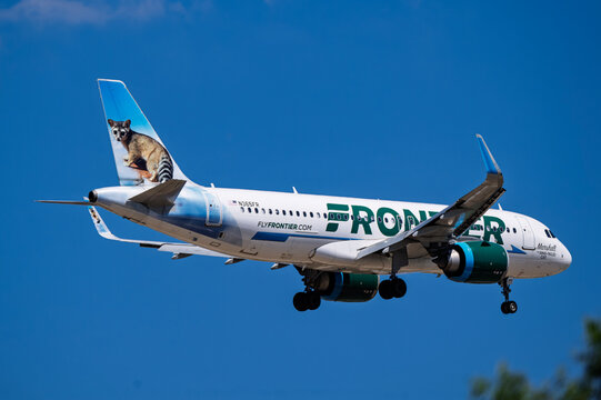 DFW International Airport 7-27-2026 Grapevine, TX USAFrontier Airlines Airbus A320Neo N368FR arrival into runway 17C at DFW International Airport