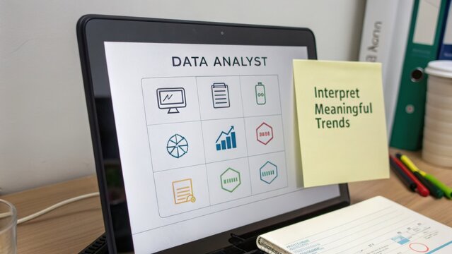 Data Analyst Dashboard Icons Isolated on Transparent Background