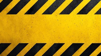 Yellow Safety Warning Background with Black Hazard Stripes and Industrial Copy Space © sema_srinouljan