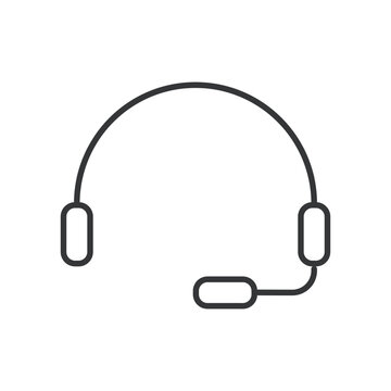 Headset line icon. Editable stroke. Vector illustration