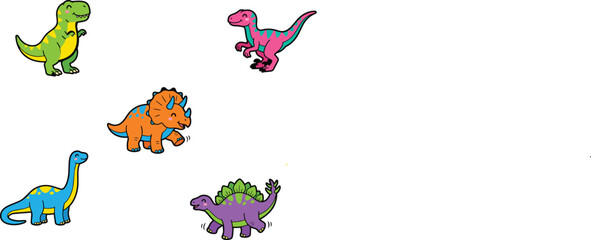Cute Dinosaur Stickers Vector Set © Shah