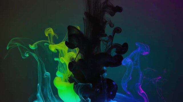 Abstract Multicolor Ink Smoke Neon Art Background