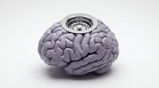 Ai-generated human brain with stainless steel sink
