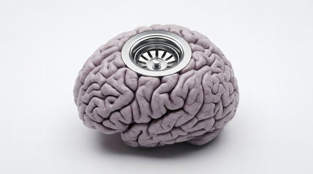 Ai-generated human brain with stainless steel drain