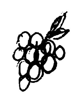 vector illustration of bunch of grapes with leaves