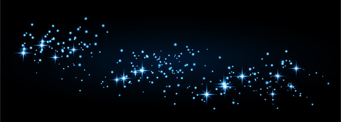 Blue sparkling dust particles drifting in dark night sky with subtle light flares © Design Hub