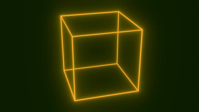 neon digital cube wireframe 3d geometry illustration technology, science, research, internet, power, energy, performance, productivity, efficiency, optimization, yellow, architecture