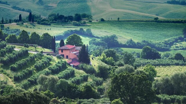 Charming countryside farmhouse in the rolling hills of Tuscany, Italy