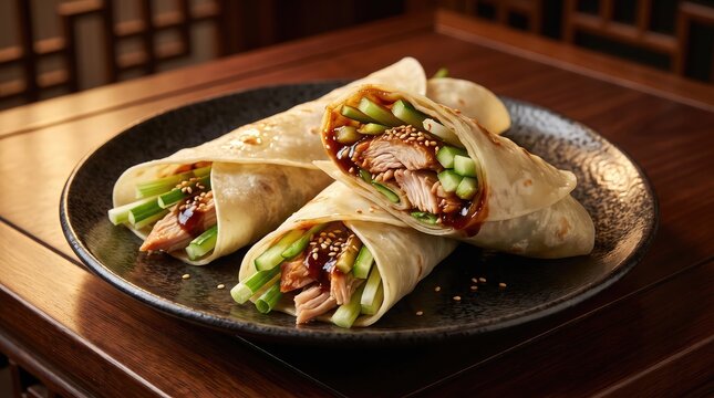Beijing Chicken Wrap (Ji Rou Juan), Chinese Snack, Chinese Cuisine