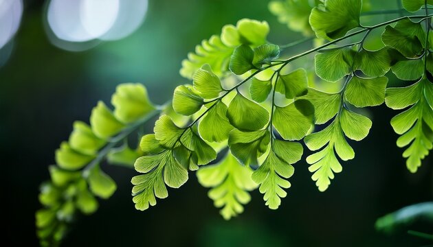Close Up Of A Beautifully Delicate Maidenhair Fern Adiantum With Wiry Dark Stems And Lacy Vibrant Green Foliage