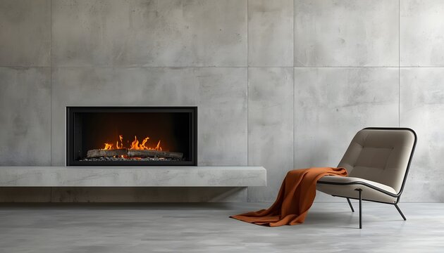 &nbsp;An empty contemporary living room corner featuring a sleek, minimalist bio-ethanol fireplace