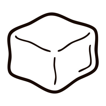 Sugar Cube Sweet Caramel Candy Line Art Vector Illustration